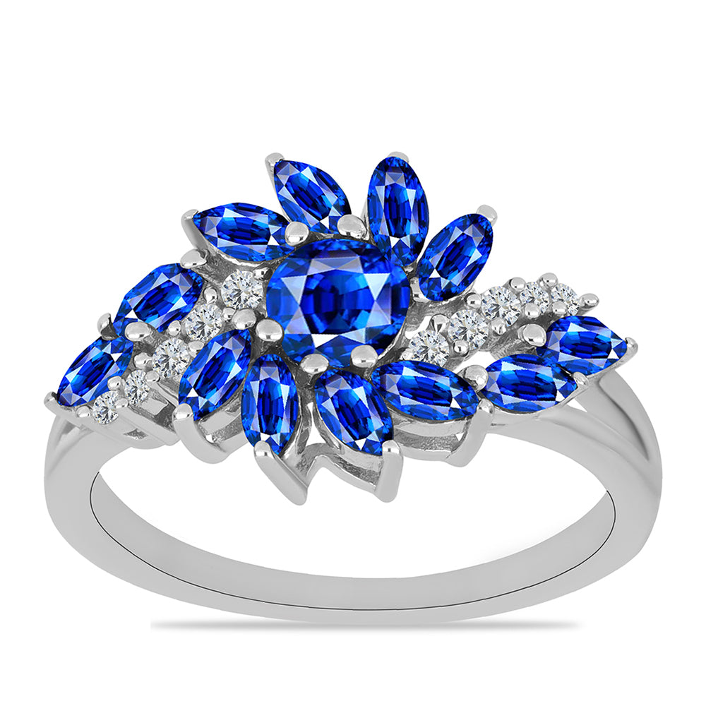 Inel din Argint 925 ( 2.93 grame ) cu Safir Albastru Australian și Topaz Alb 2.34 Carate