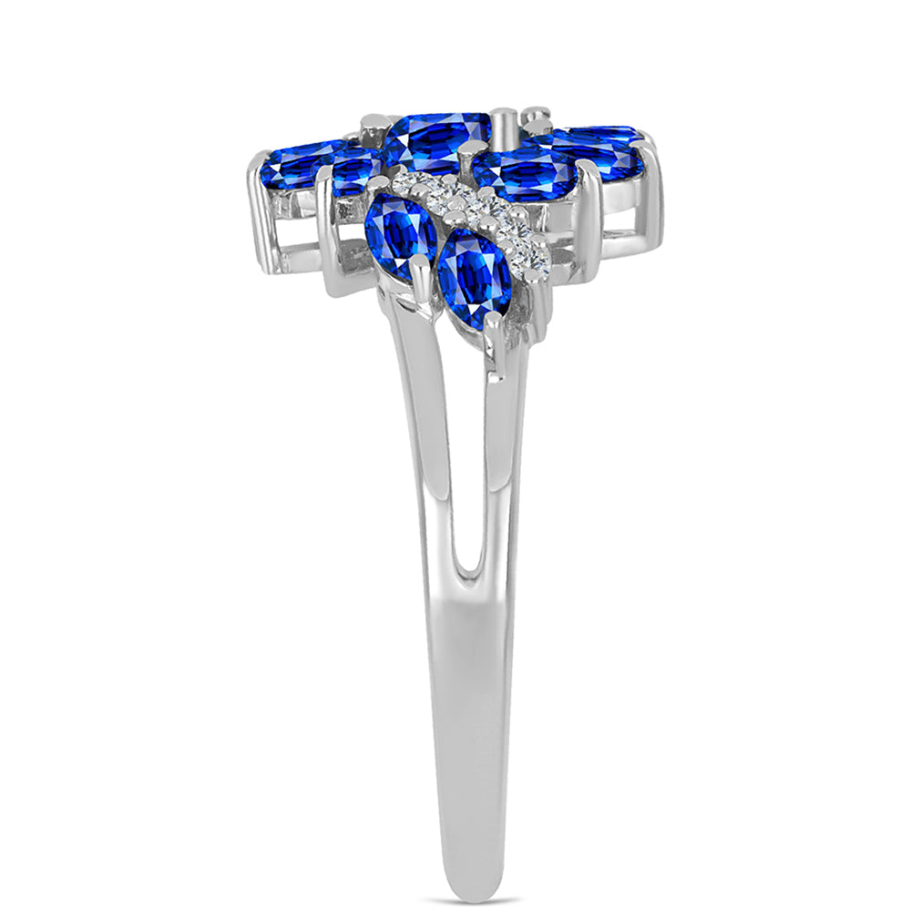 Inel din Argint 925 ( 2.93 grame ) cu Safir Albastru Australian și Topaz Alb 2.34 Carate