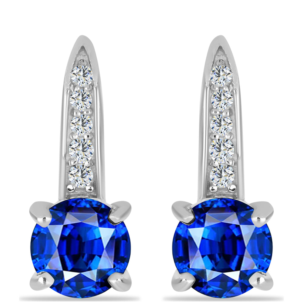 Cercei din Argint 925 ( 3.21 grame ) cu Safir Albastru Australian și Topaz Alb 2.64 Carate 1 