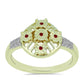 Inel din Argint 925 Placat cu Aur ( 3.09 grame ) cu Diamant Roșu și Diamant Alb 0.14 Carate