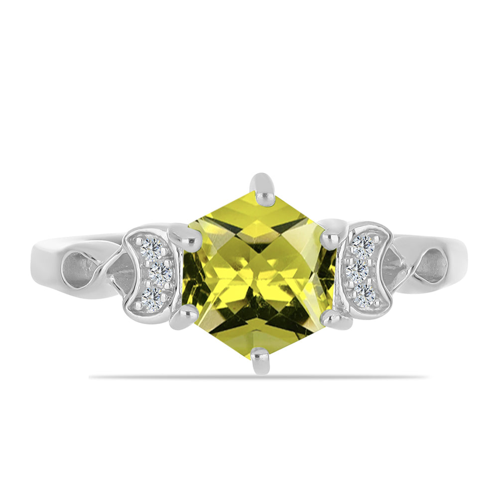 Inel din Argint 925 ( 2.75 grame ) cu Topaz Galben și Topaz Alb 1.68 Carate