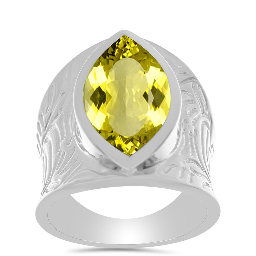 Inel din Argint 925 ( 7.27 grame ) cu Topaz Galben 6.99 Carate 3 