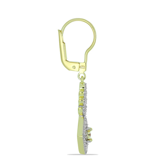 Cercei din Argint 925 Placat cu Aur ( 3.53 grame ) cu Diamant Roșu și Diamant Alb 0.19 Carate