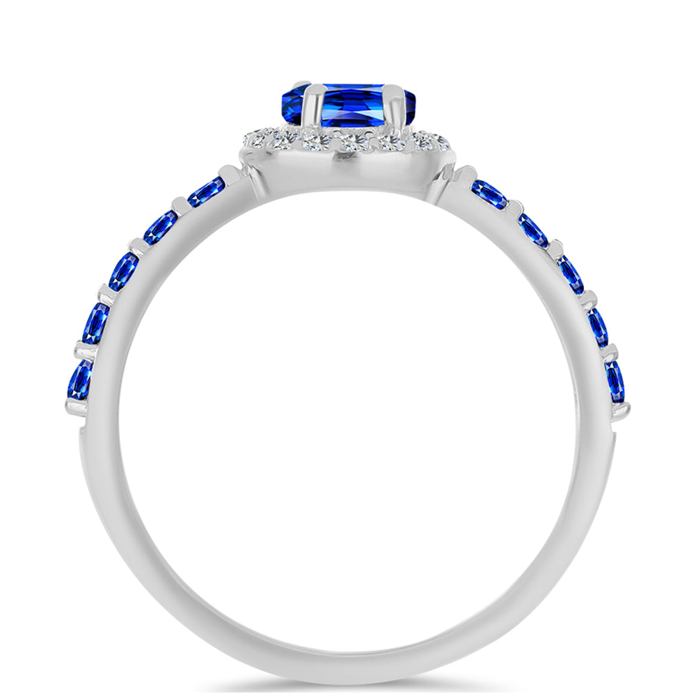 Inel din Argint 925 ( 1.84 grame ) cu Safir Albastru Australian și Topaz Alb 1.39 Carate 2 