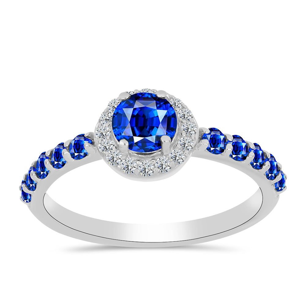 Inel din Argint 925 ( 1.84 grame ) cu Safir Albastru Australian și Topaz Alb 1.39 Carate 3 