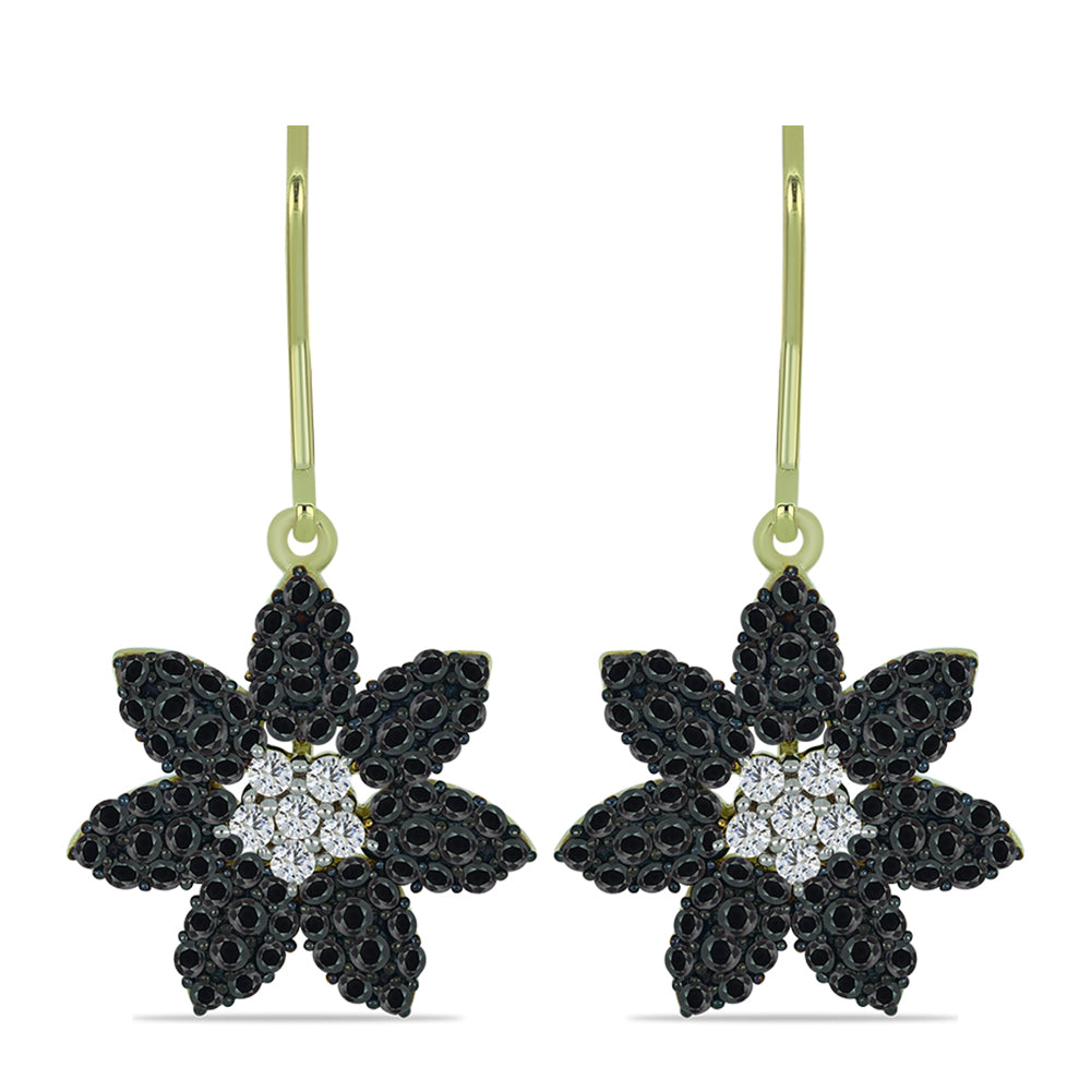 Cercei din Argint 925 Placat cu Aur ( 3.87 grame ) cu Obsidian și Topaz Alb 2.02 Carate 1 