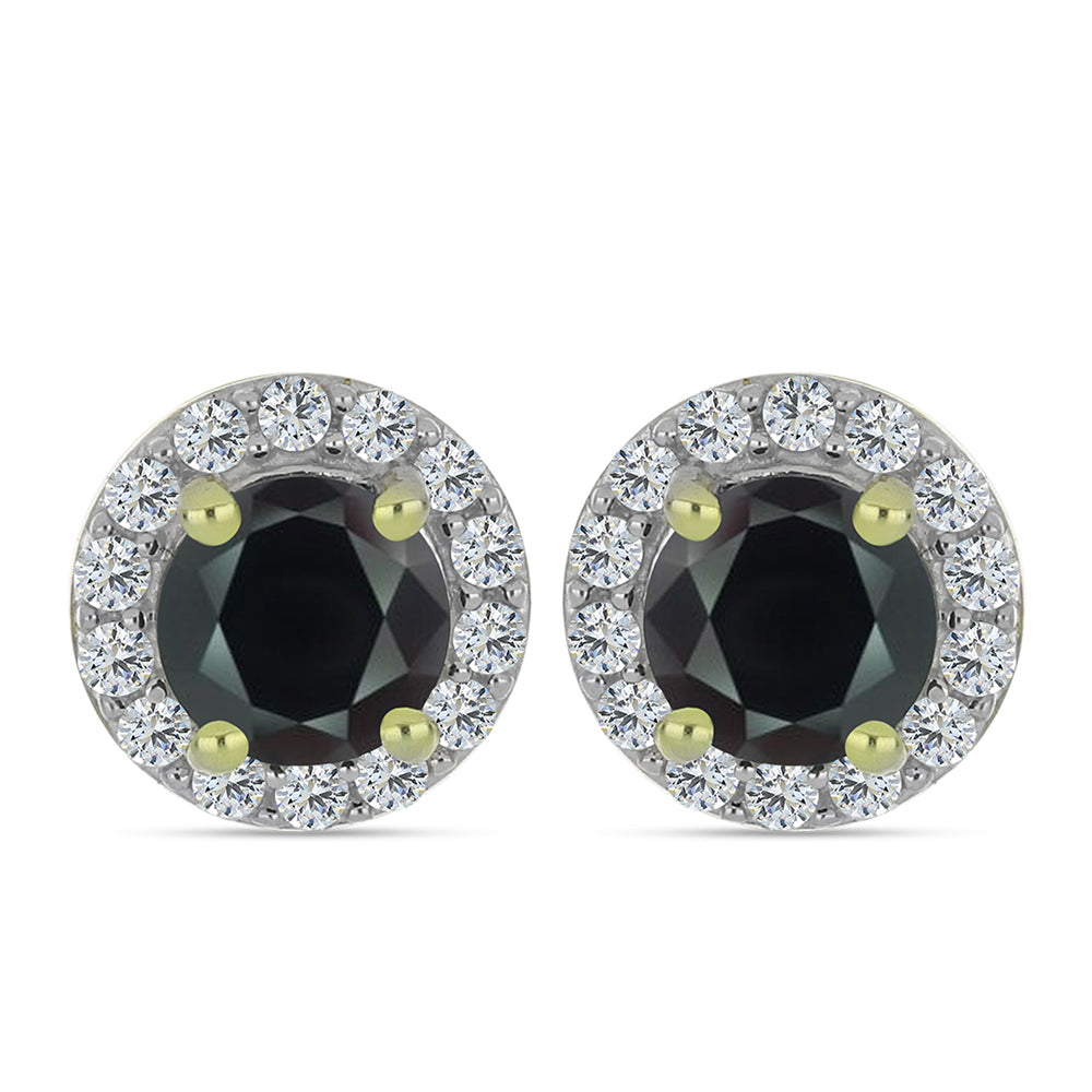 Cercei din Argint 925 Placat cu Aur ( 1.9 grame ) cu Obsidian și Topaz Alb 1.15 Carate 1 