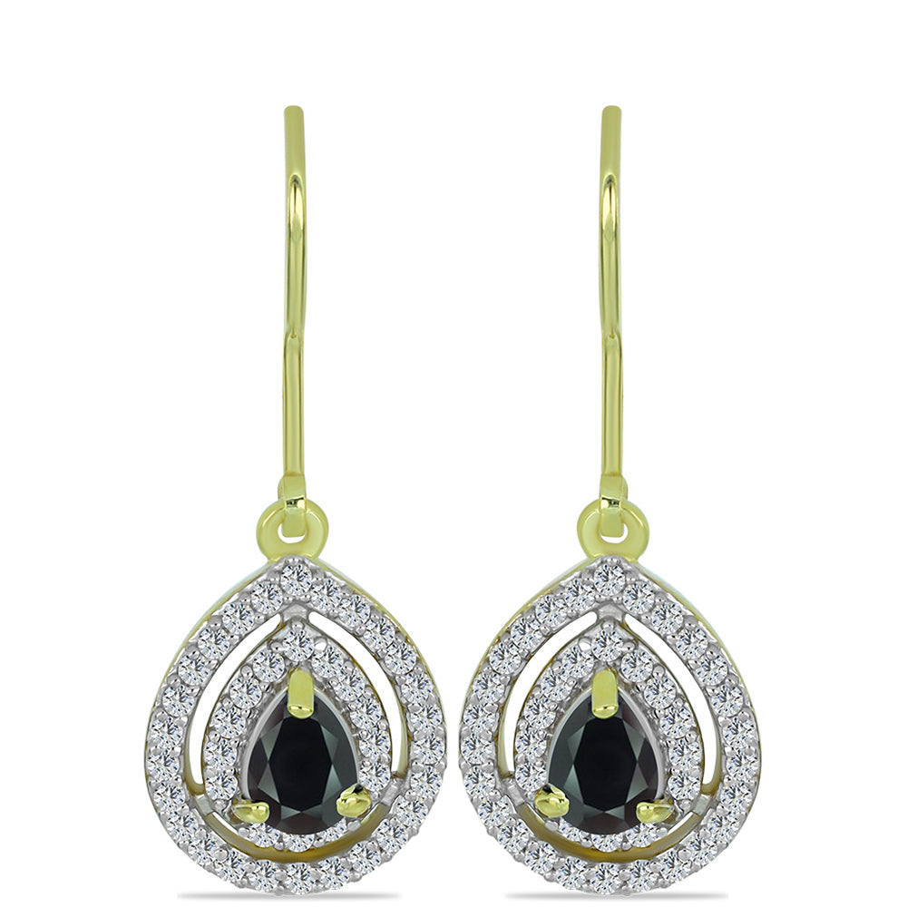 Cercei din Argint 925 Placat cu Aur ( 3.09 grame ) cu Obsidian și Topaz Alb 1.36 Carate 1 