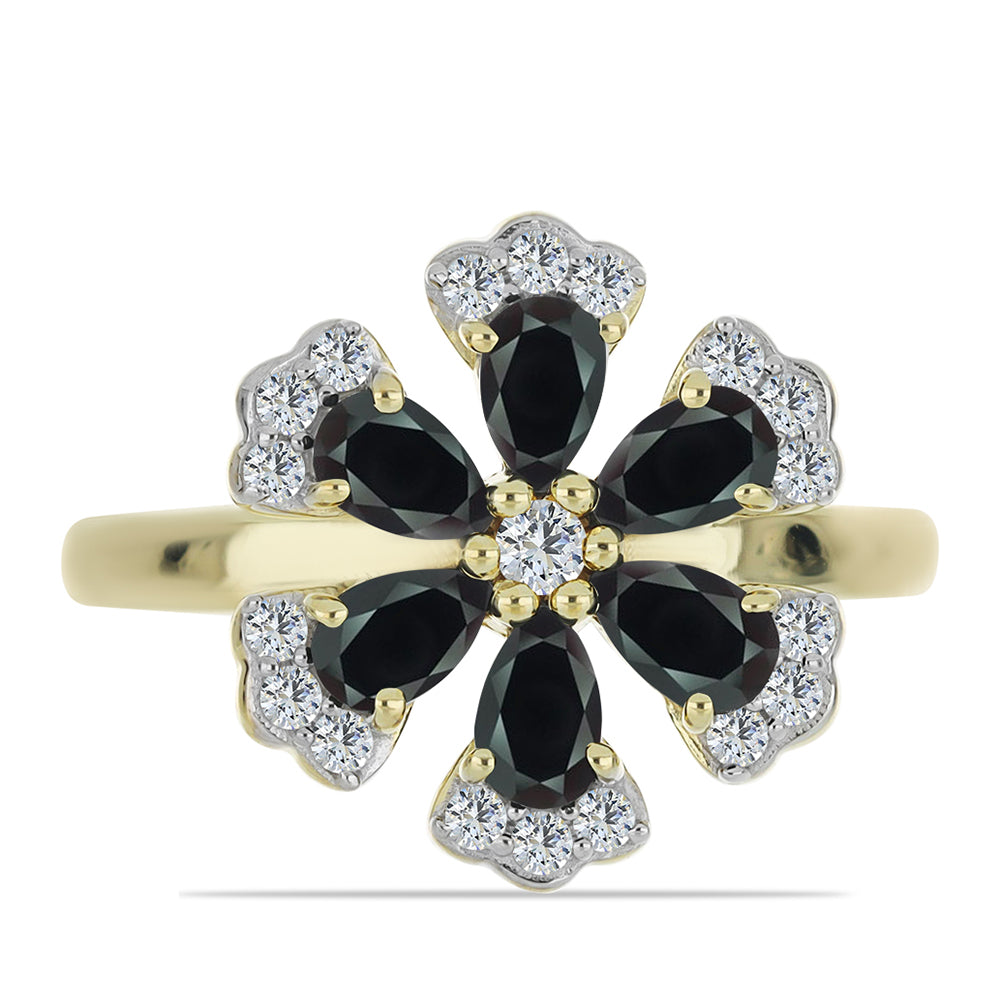 Inel din Argint 925 Placat cu Aur ( 4.36 grame ) cu Obsidian și Topaz Alb 1.49 Carate