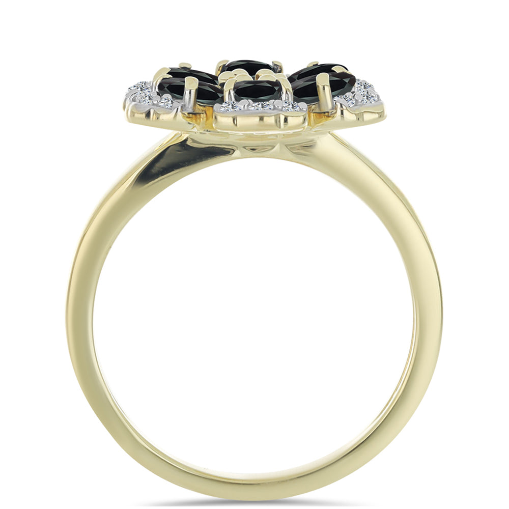 Inel din Argint 925 Placat cu Aur ( 4.36 grame ) cu Obsidian și Topaz Alb 1.49 Carate