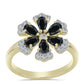 Inel din Argint 925 Placat cu Aur ( 4.36 grame ) cu Obsidian și Topaz Alb 1.49 Carate