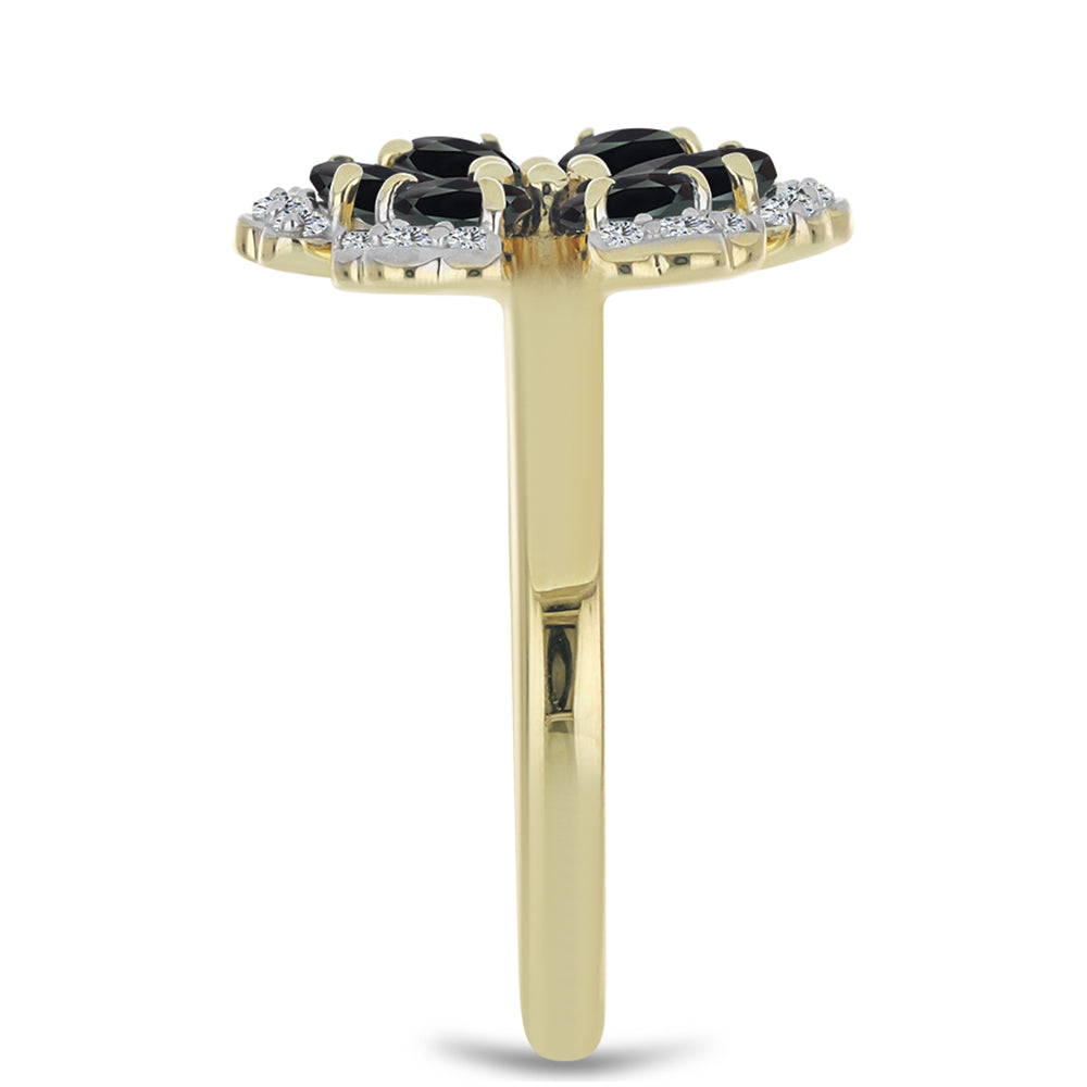 Inel din Argint 925 Placat cu Aur ( 4.36 grame ) cu Obsidian și Topaz Alb 1.49 Carate 4 