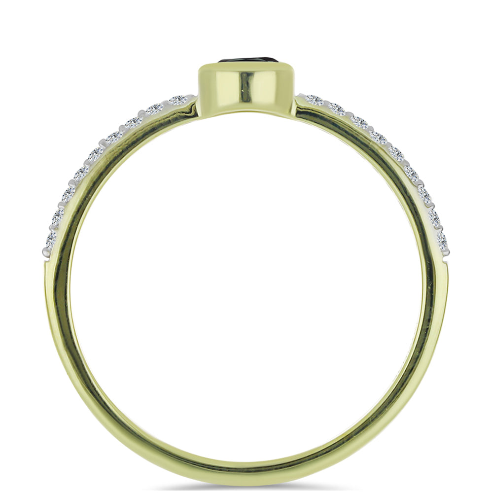 Inel din Argint 925 Placat cu Aur ( 1.4 grame ) cu Obsidian și Topaz Alb 0.35 Carate