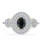 Inel din Argint 925 Placat cu Aur ( 3.55 grame ) cu Obsidian și Topaz Alb 2.35 Carate