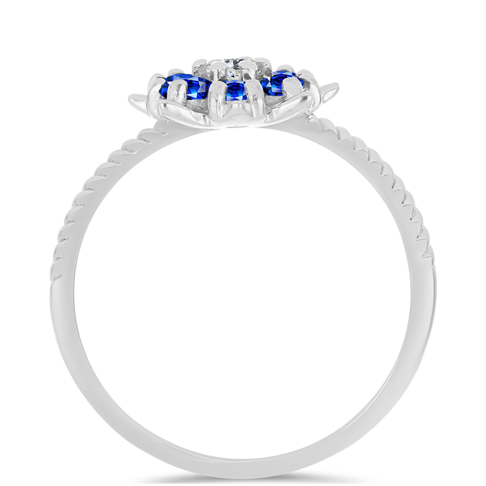 Inel din Argint 925 ( 2.41 grame ) cu Safir Albastru Australian și Topaz Alb 1.06 Carate 2 