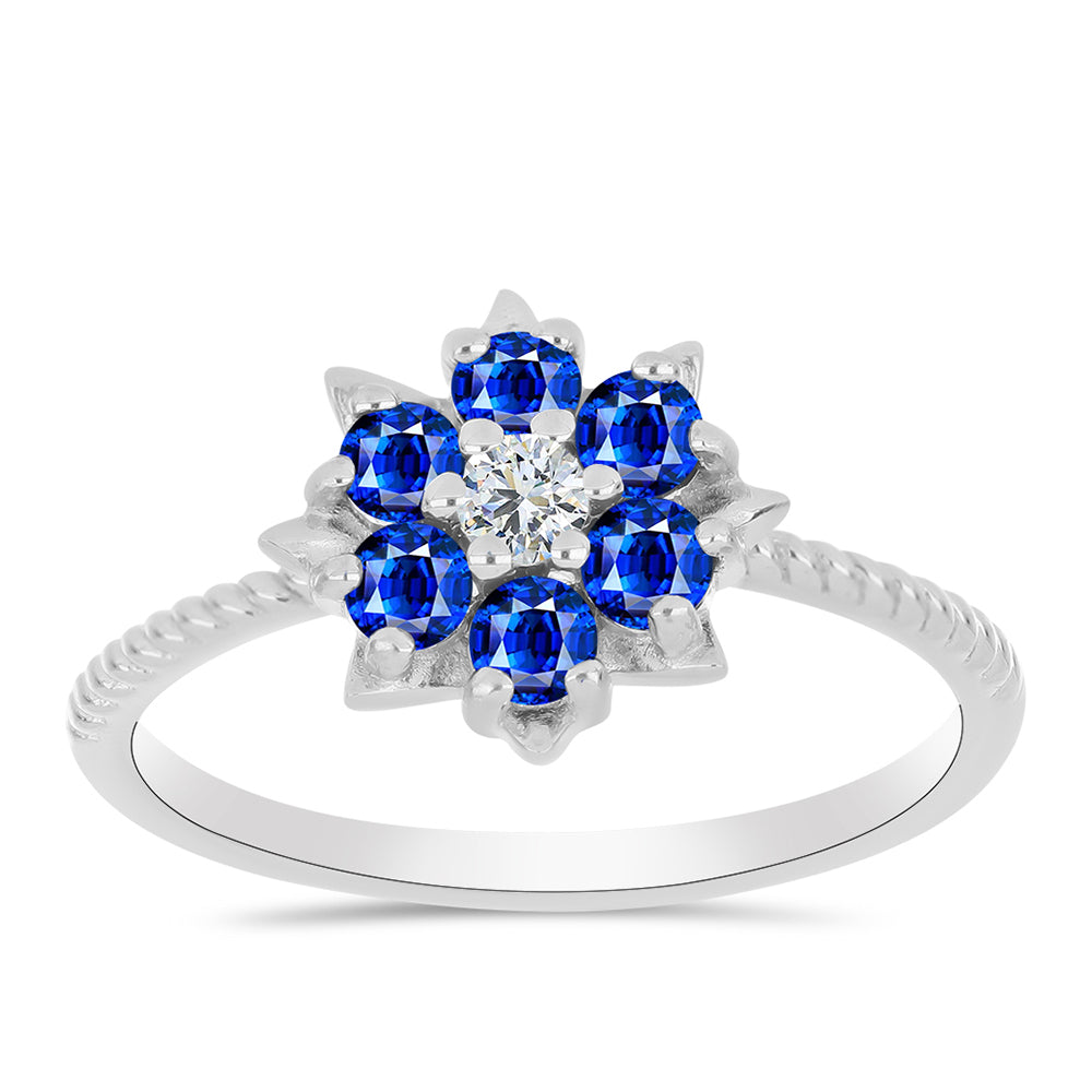 Inel din Argint 925 ( 2.41 grame ) cu Safir Albastru Australian și Topaz Alb 1.06 Carate