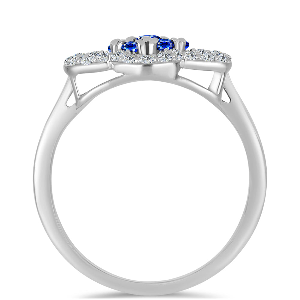 Inel din Argint 925 ( 3.29 grame ) cu Safir Albastru Australian și Topaz Alb 1.12 Carate 2 