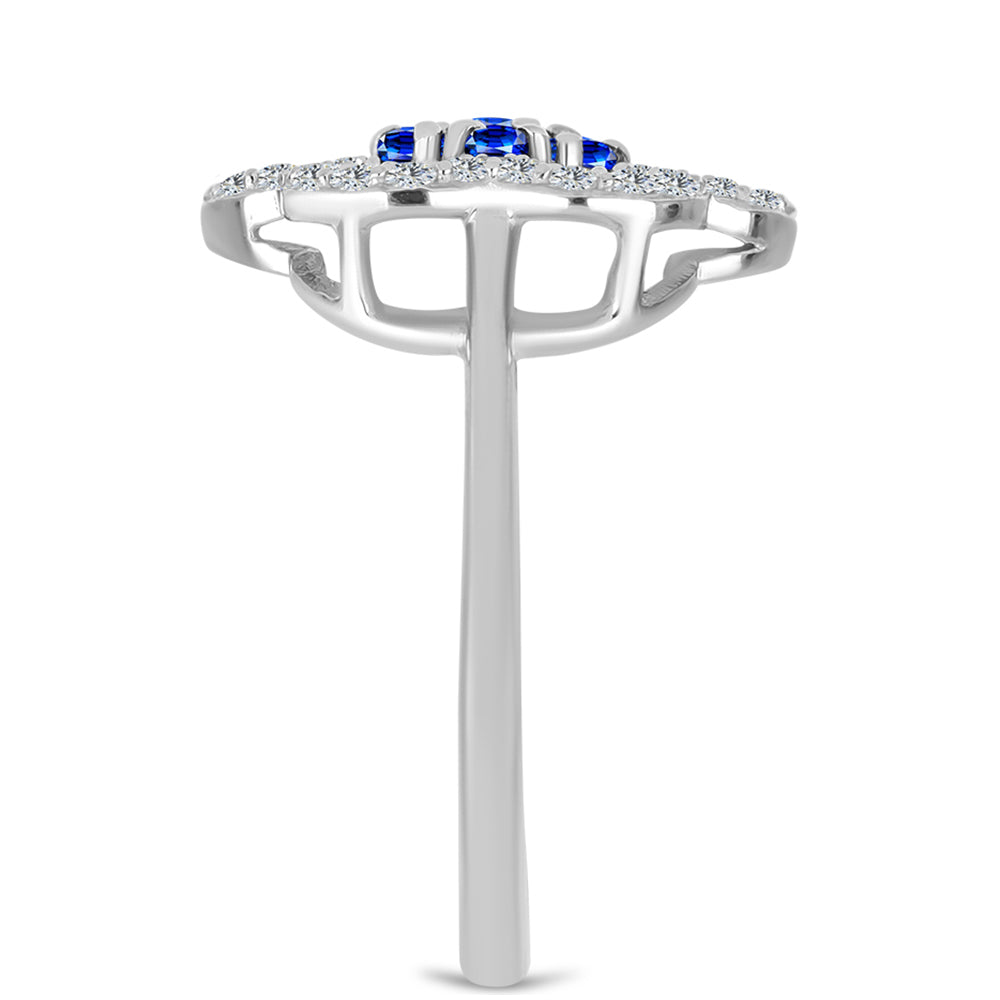 Inel din Argint 925 ( 3.29 grame ) cu Safir Albastru Australian și Topaz Alb 1.12 Carate 4 