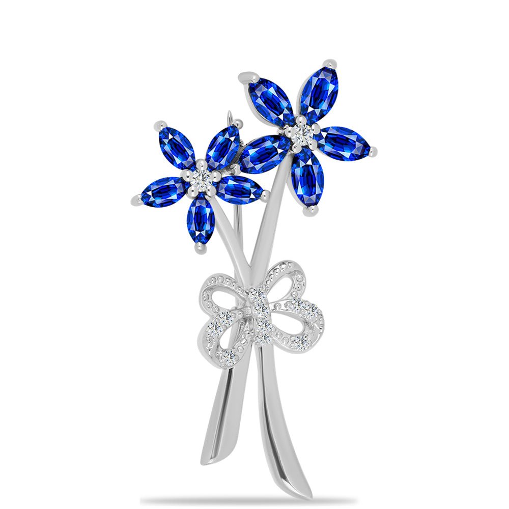 Broşă din Argint 925 ( 4.62 grame ) cu Safir Albastru Australian și Topaz Alb 3.04 Carate