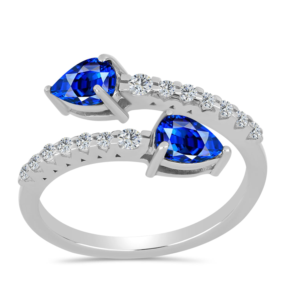 Inel din Argint 925 ( 2.26 grame ) cu Safir Albastru Australian și Topaz Alb 1.43 Carate