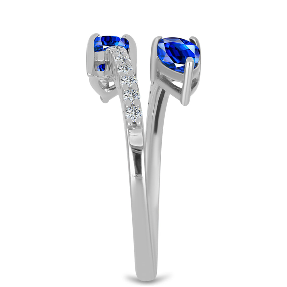 Inel din Argint 925 ( 2.26 grame ) cu Safir Albastru Australian și Topaz Alb 1.43 Carate
