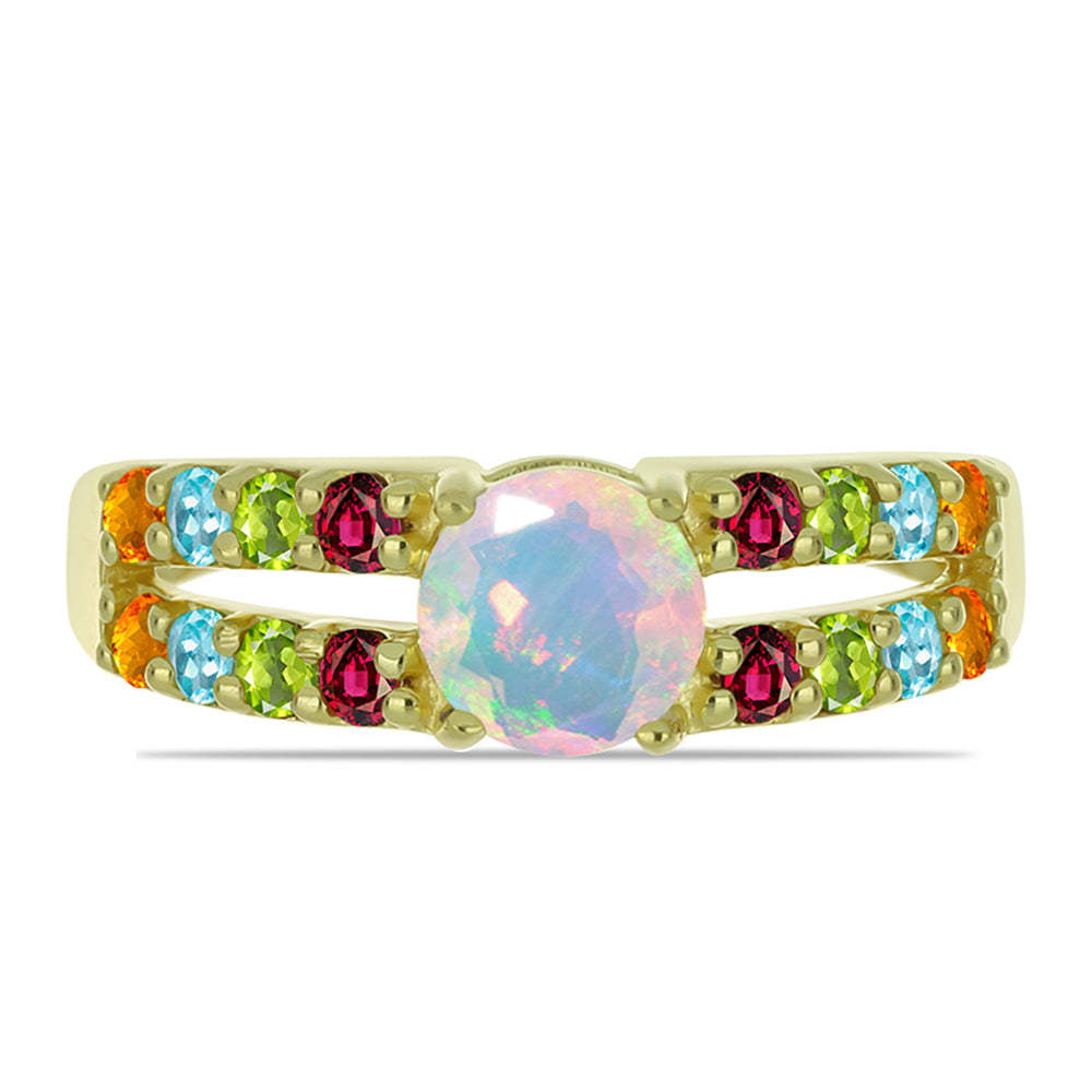 Inel din Argint 925 Placat cu Aur ( 2.46 grame ) cu Opal Welo și Turmalină Chakra 1.2 Carate