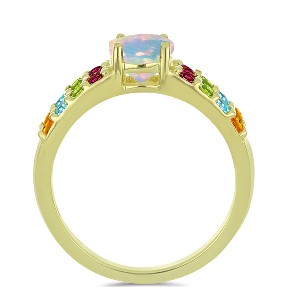 Inel din Argint 925 Placat cu Aur ( 2.46 grame ) cu Opal Welo și Turmalină Chakra 1.2 Carate 3 
