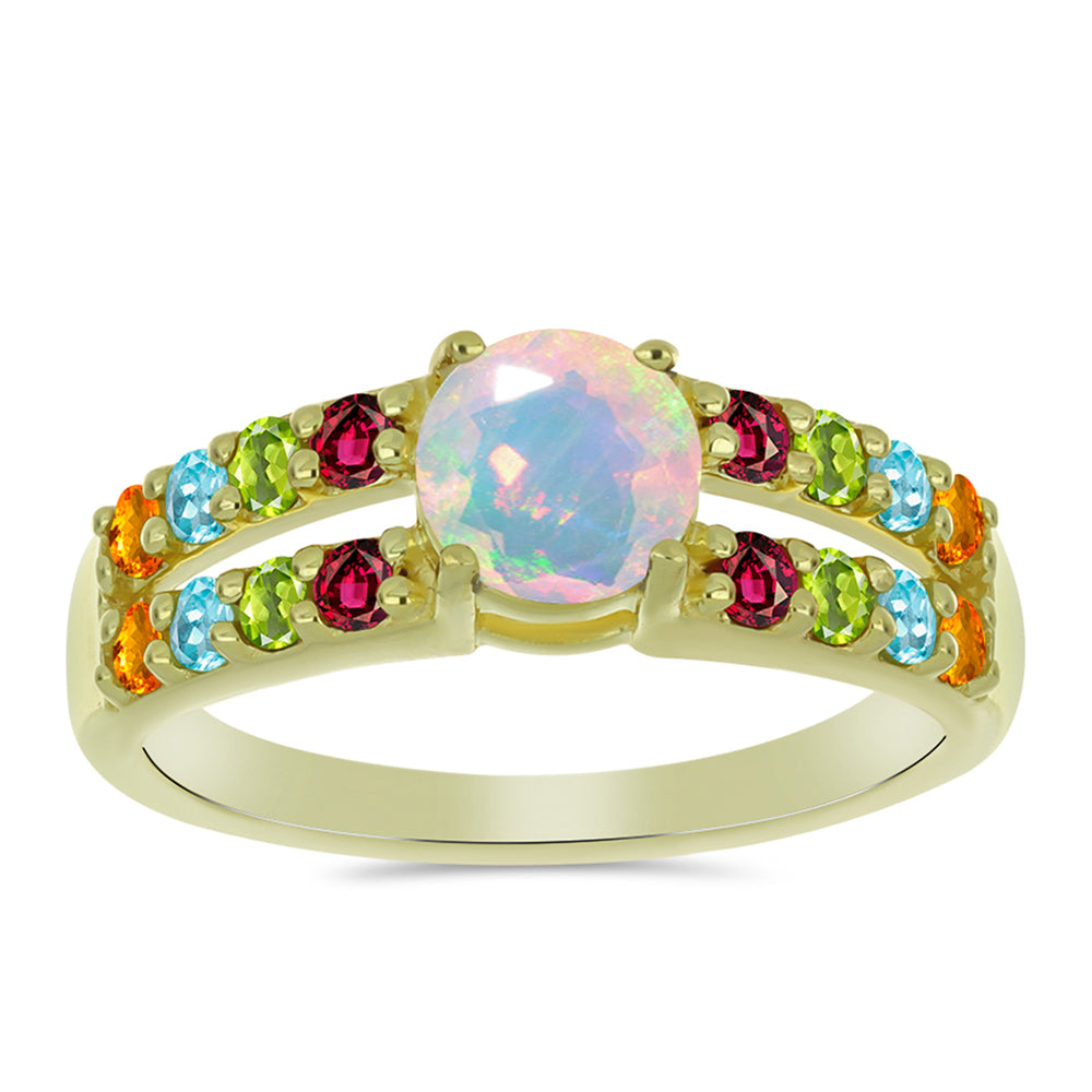 Inel din Argint 925 Placat cu Aur ( 2.46 grame ) cu Opal Welo și Turmalină Chakra 1.2 Carate
