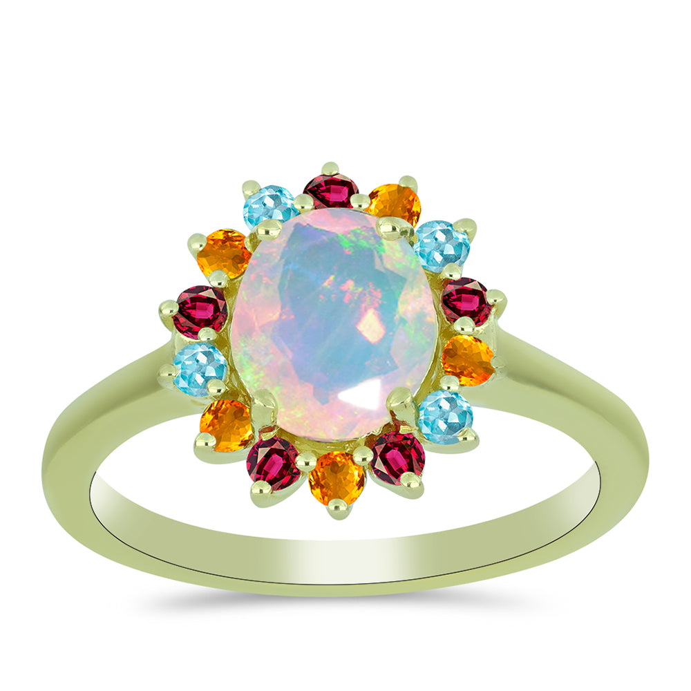 Inel din Argint 925 Placat cu Aur ( 2.65 grame ) cu Opal Welo și Turmalină Chakra 1.73 Carate 3 