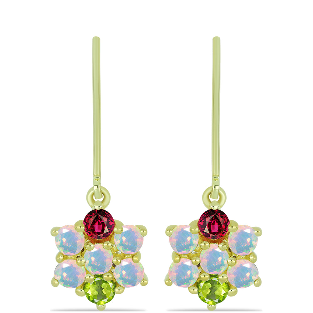 Cercei din Argint 925 Placat cu Aur ( 2.53 grame ) cu Opal Welo și Turmalină Chakra 1.1 Carate