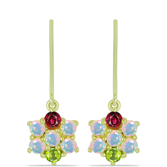 Cercei din Argint 925 Placat cu Aur ( 2.53 grame ) cu Opal Welo și Turmalină Chakra 1.1 Carate