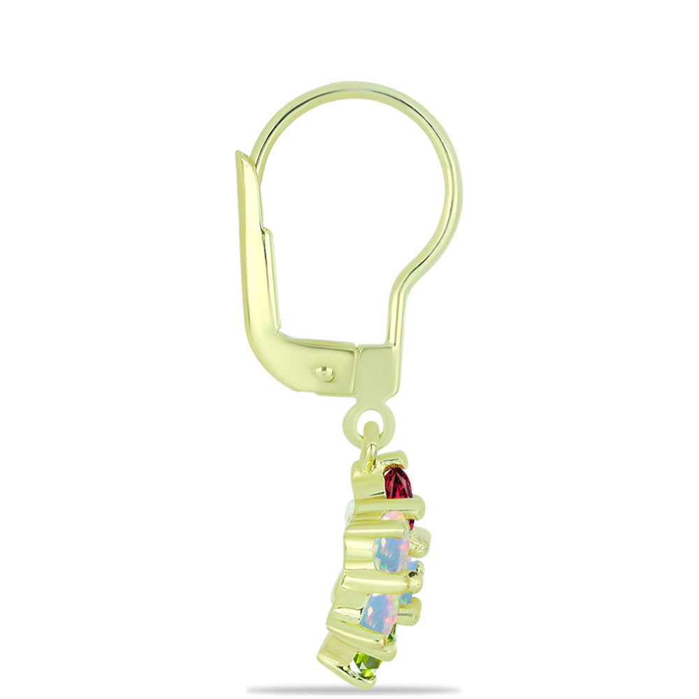 Cercei din Argint 925 Placat cu Aur ( 2.53 grame ) cu Opal Welo și Turmalină Chakra 1.1 Carate