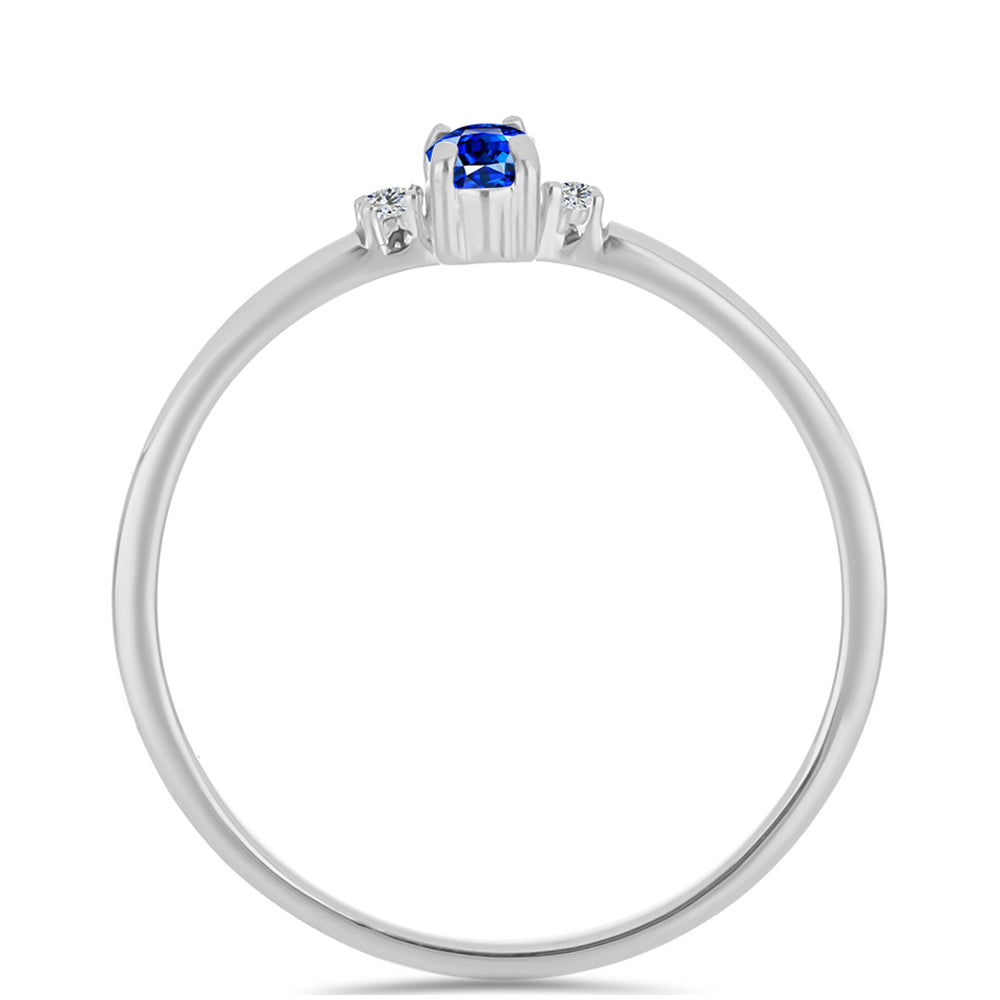 Inel din Argint 925 ( 1.46 grame ) cu Safir Albastru Australian și Topaz Alb 0.39 Carate 2 