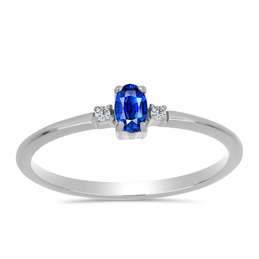 Inel din Argint 925 ( 1.46 grame ) cu Safir Albastru Australian și Topaz Alb 0.39 Carate 3 