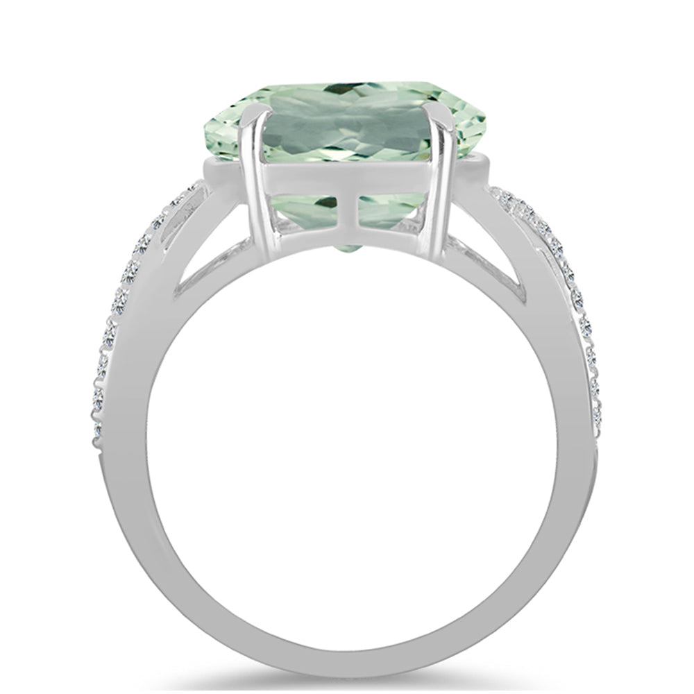 Inel din Argint 925 ( 3.66 grame ) cu Ametist Verde și Topaz Alb 7.7 Carate