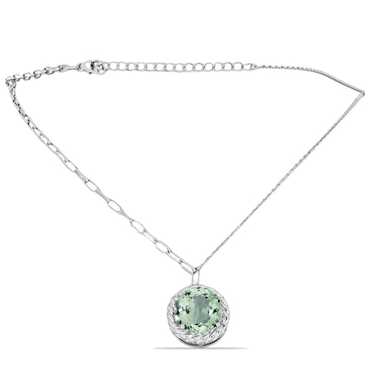 Colier din Argint 925 ( 7.67 grame ) cu Ametist Verde 7.83 Carate