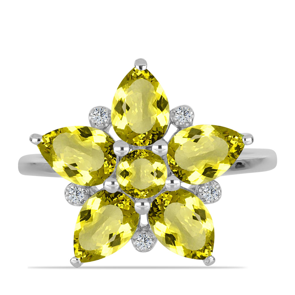 Inel din Argint 925 ( 3.14 grame ) cu Topaz Galben și Topaz Alb 3.33 Carate 1 