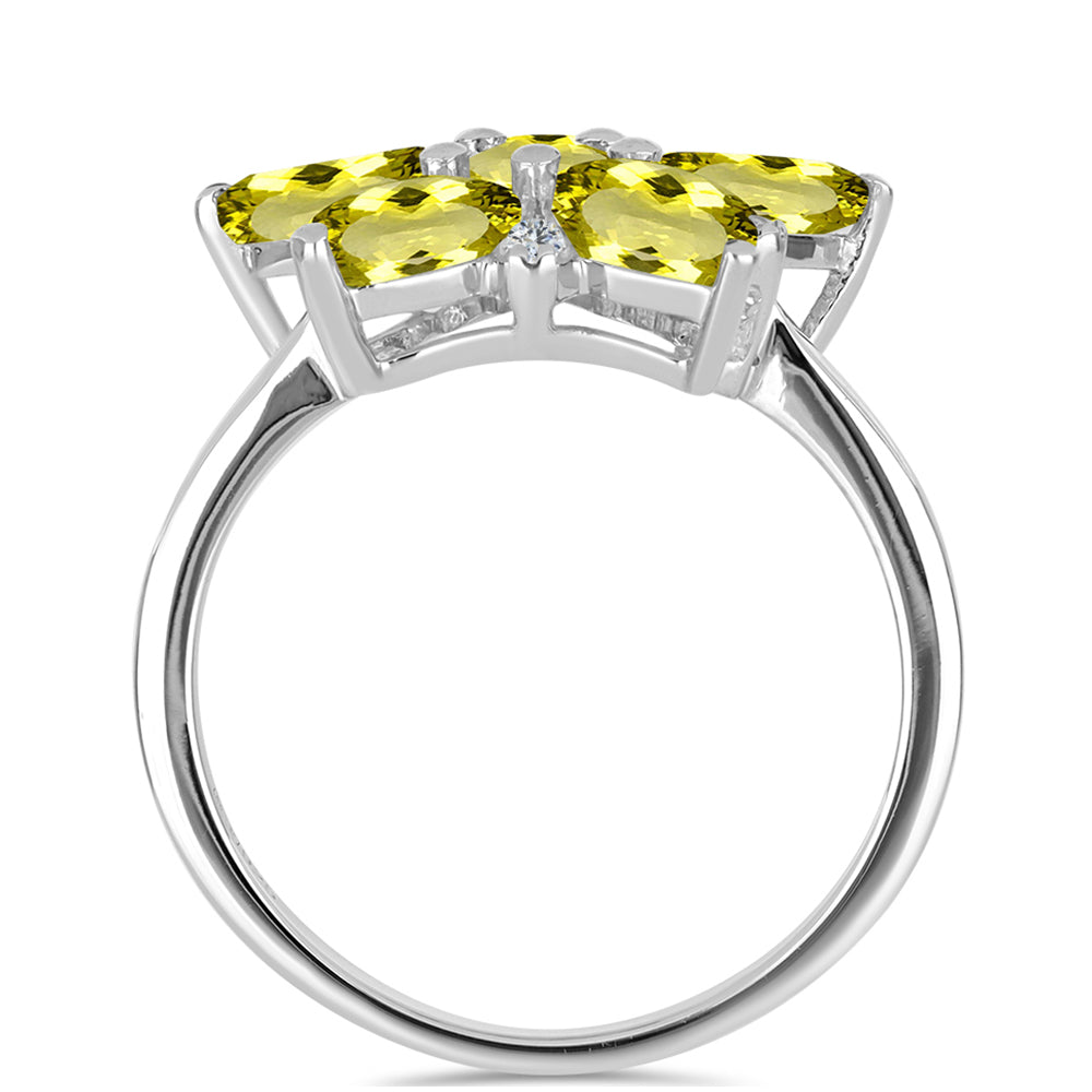 Inel din Argint 925 ( 3.14 grame ) cu Topaz Galben și Topaz Alb 3.33 Carate