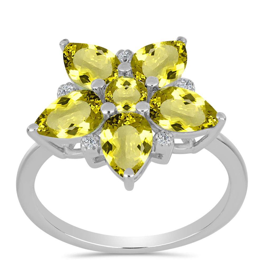 Inel din Argint 925 ( 3.14 grame ) cu Topaz Galben și Topaz Alb 3.33 Carate 3 