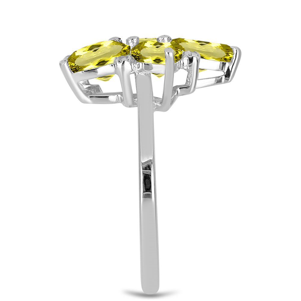 Inel din Argint 925 ( 3.14 grame ) cu Topaz Galben și Topaz Alb 3.33 Carate 4 