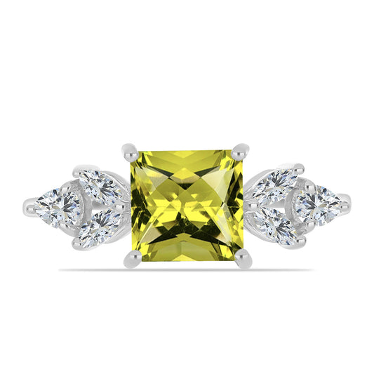 Inel din Argint 925 ( 2.82 grame ) cu Topaz Galben și Topaz Alb 3.09 Carate