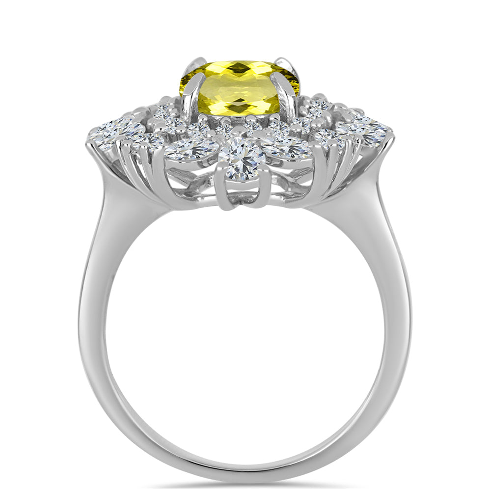 Inel din Argint 925 ( 4.1 grame ) cu Topaz Galben și Topaz Alb 4.08 Carate