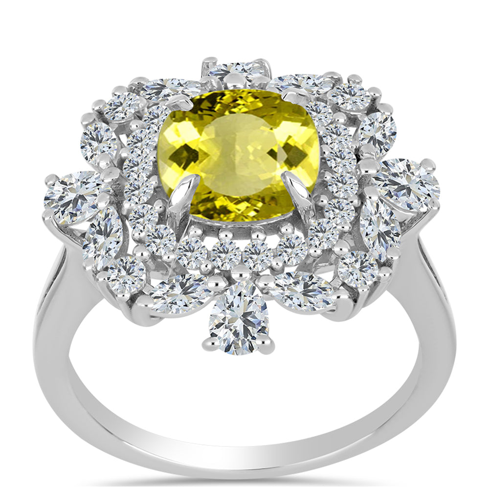 Inel din Argint 925 ( 4.1 grame ) cu Topaz Galben și Topaz Alb 4.08 Carate 3 