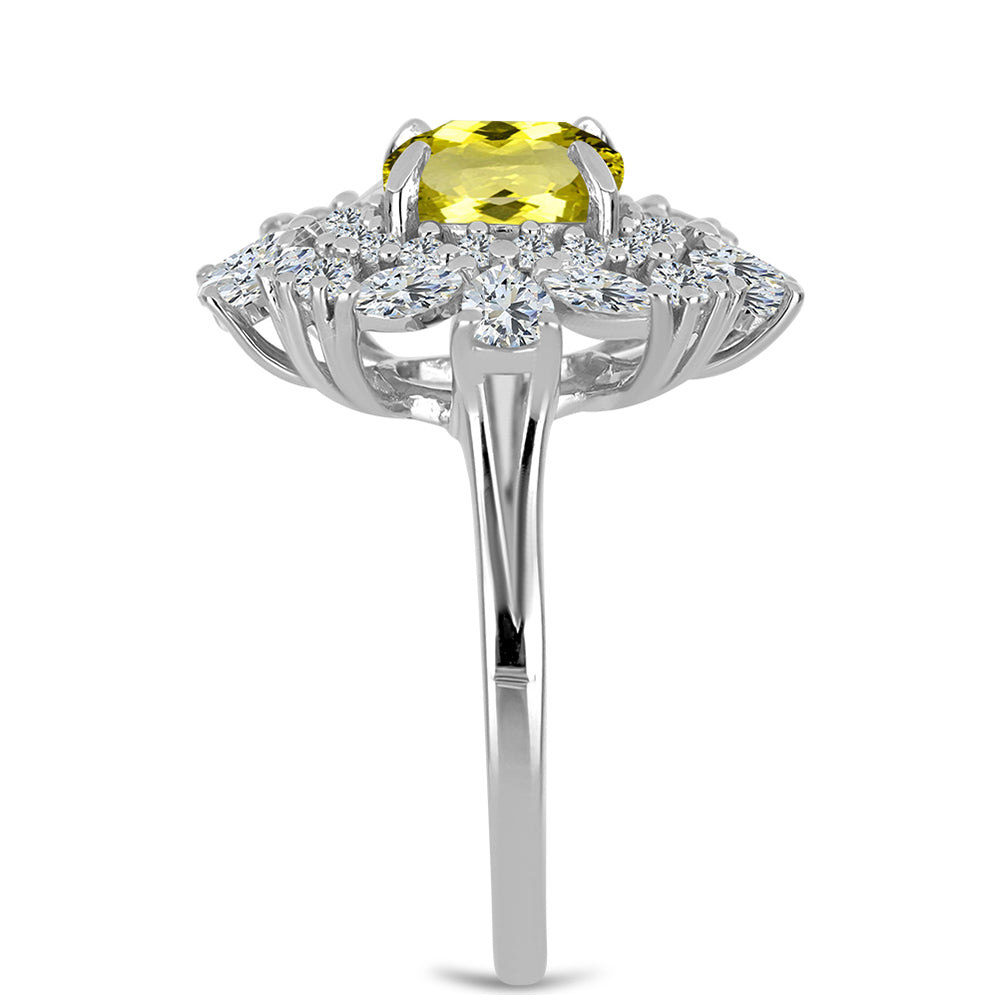 Inel din Argint 925 ( 4.1 grame ) cu Topaz Galben și Topaz Alb 4.08 Carate 4 