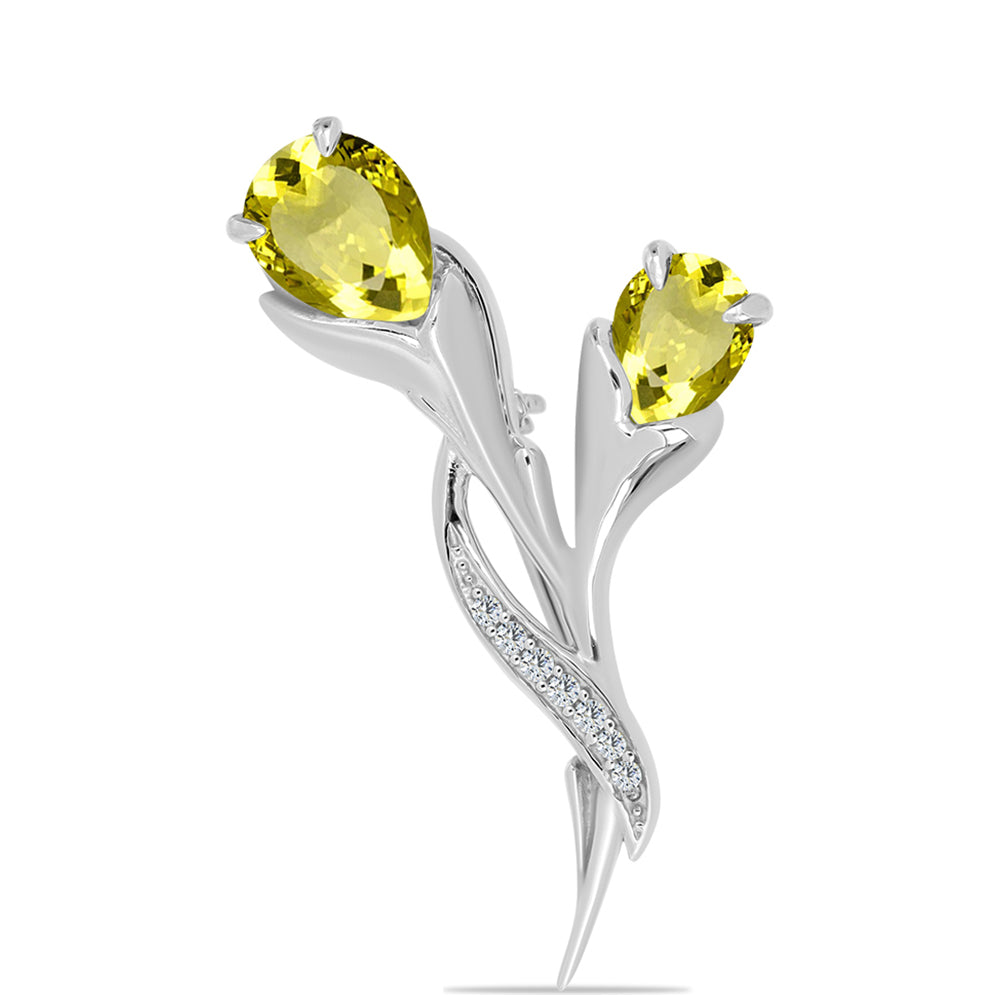 Broşă din Argint 925 ( 3.25 grame ) cu Topaz Galben și Topaz Alb 1.71 Carate 1 