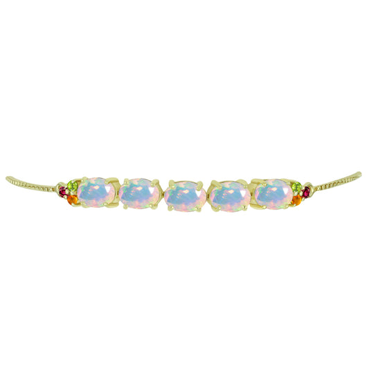 Brățară din Argint 925 Placat cu Aur ( 4.44 grame ) cu Opal Welo și Turmalină Chakra 2.66 Carate