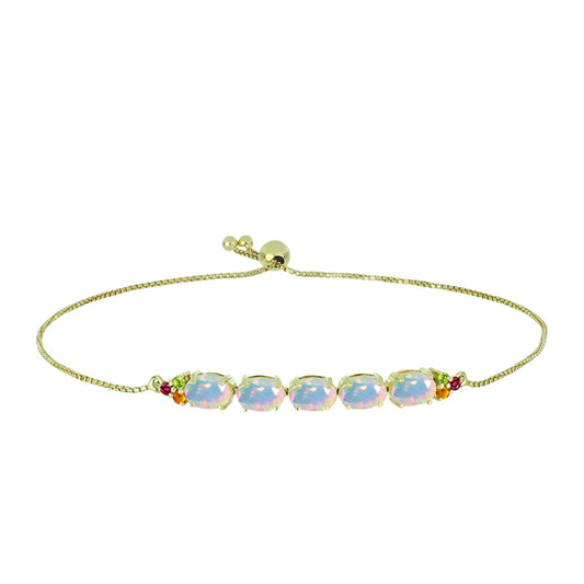 Brățară din Argint 925 Placat cu Aur ( 4.44 grame ) cu Opal Welo și Turmalină Chakra 2.66 Carate
