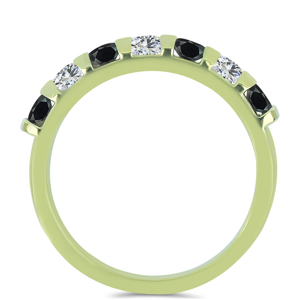 Inel din Argint 925 Placat cu Aur ( 2.72 grame ) cu Obsidian și Topaz Alb 0.72 Carate 2 