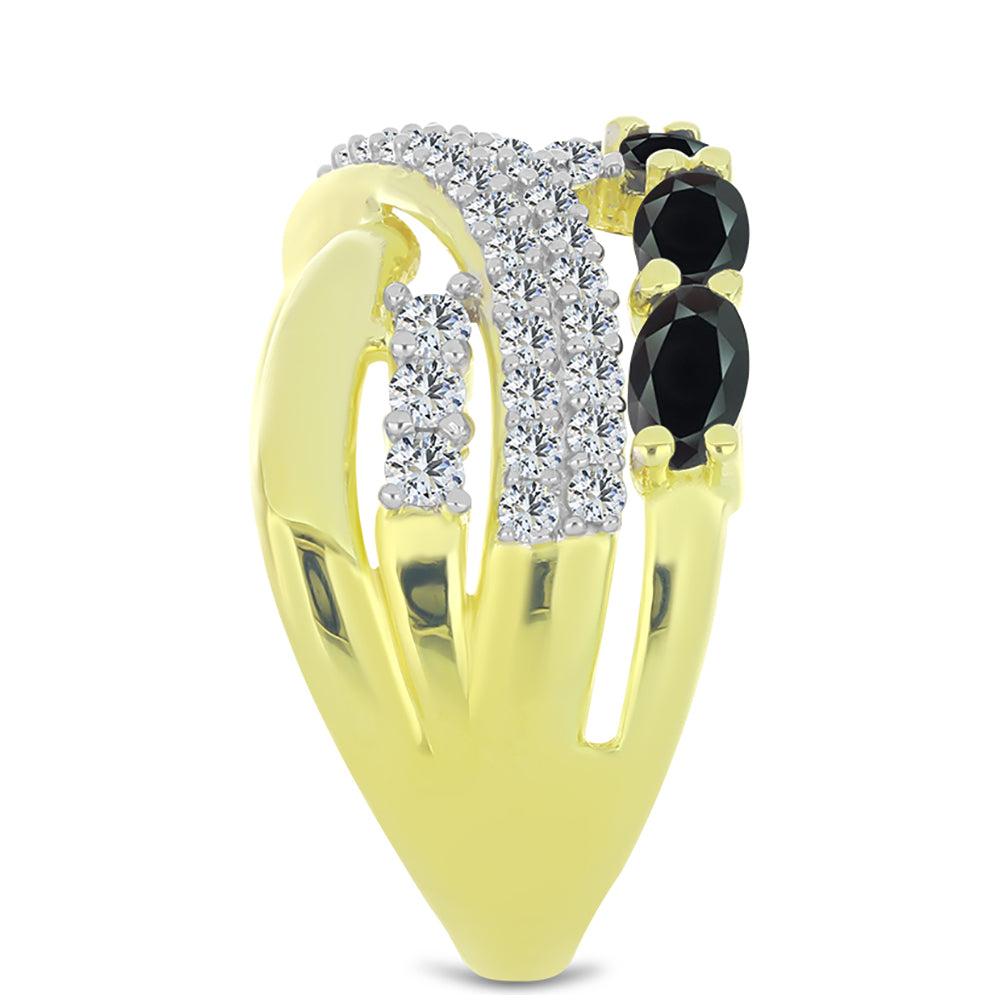Inel din Argint 925 Placat cu Aur ( 6.61 grame ) cu Obsidian și Topaz Alb 2.14 Carate 4 