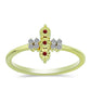 Inel din Argint 925 Placat cu Aur ( 1.83 grame ) cu Diamant Roșu și Diamant Alb 0.13 Carate
